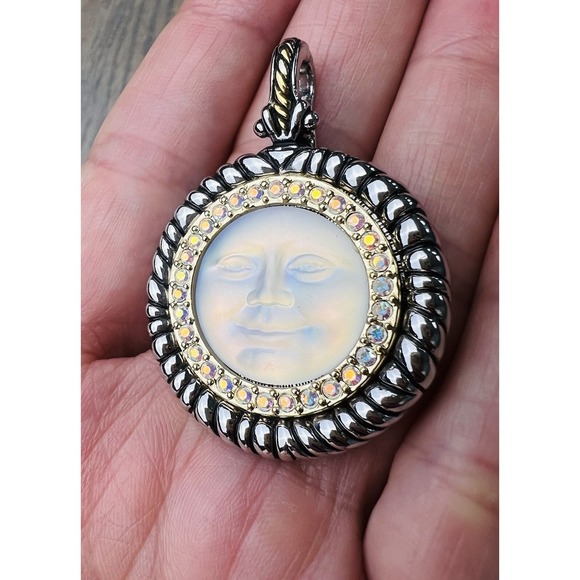 Kirks Folly Jewelry - Kirk's Folly Crystal & Gold Tone Smiling Moon face Pendant